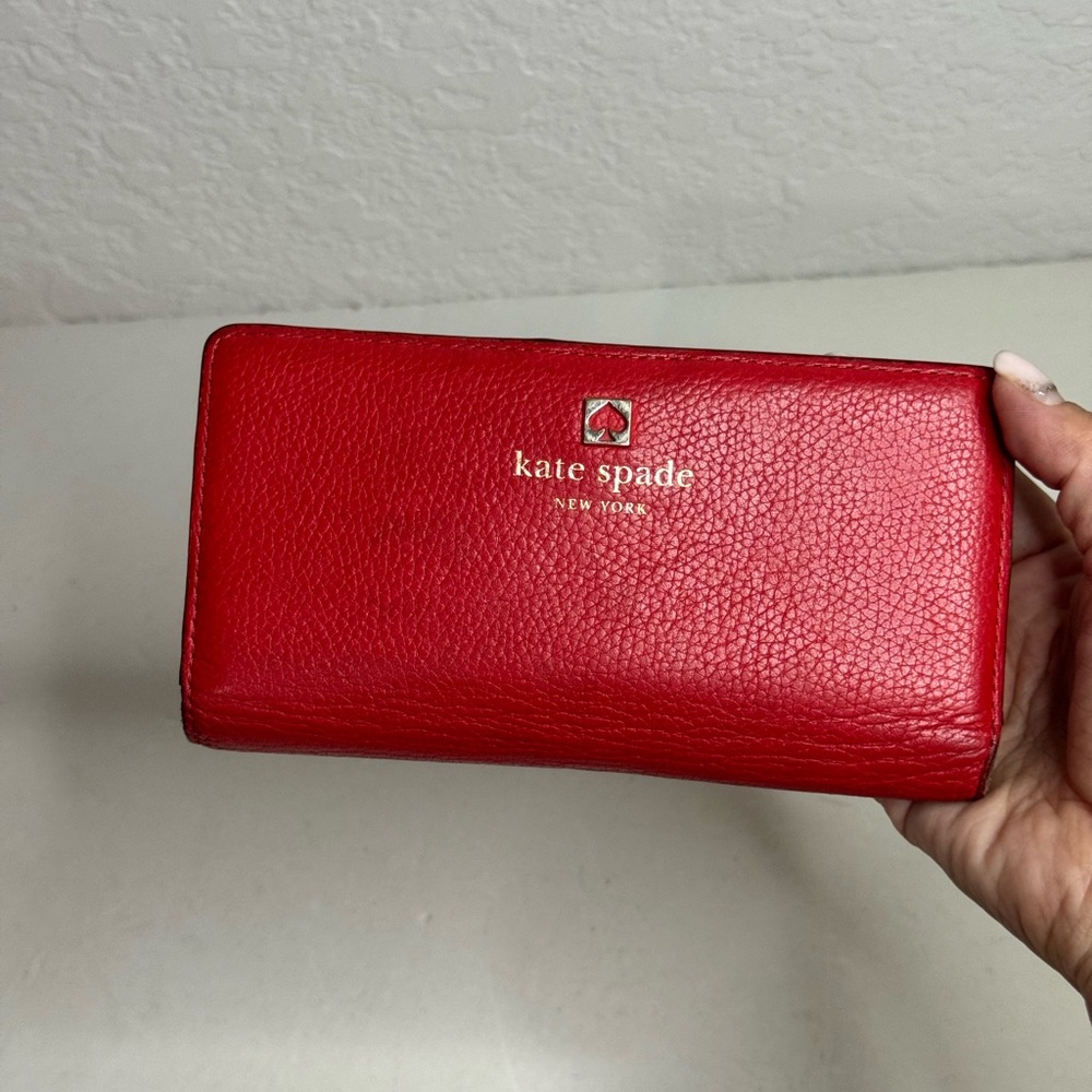 Kate Spade Red Leather Medium Bifold Wallet